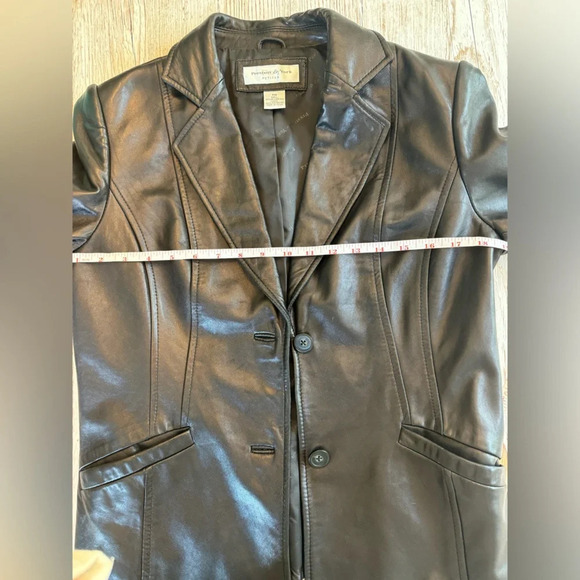 Preston & York Vintage Black Lamb Skin Leather Blazer Suit Jacket Coat MP - Picture 13 of 14
